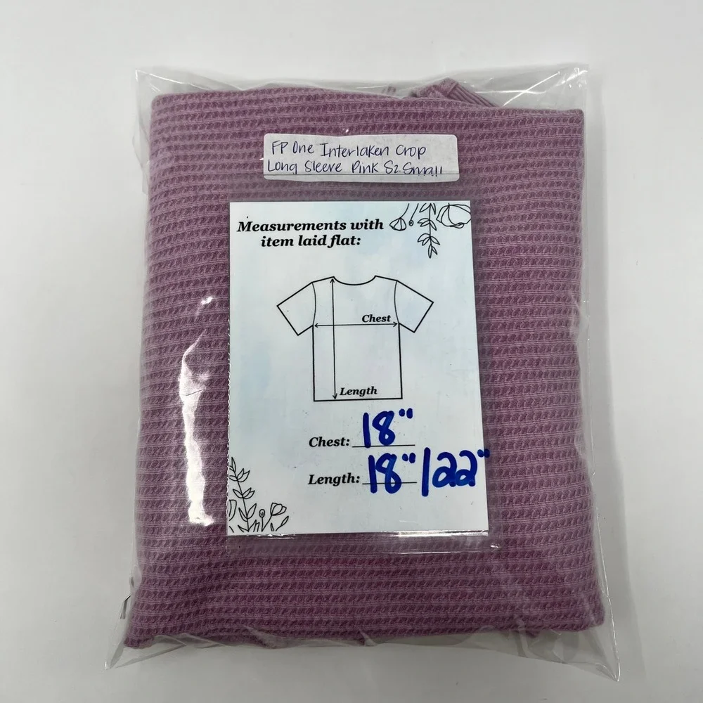 Free People FP One Interlaken Crop Long Sleeve Waffle Knit Top Pink‎ Small